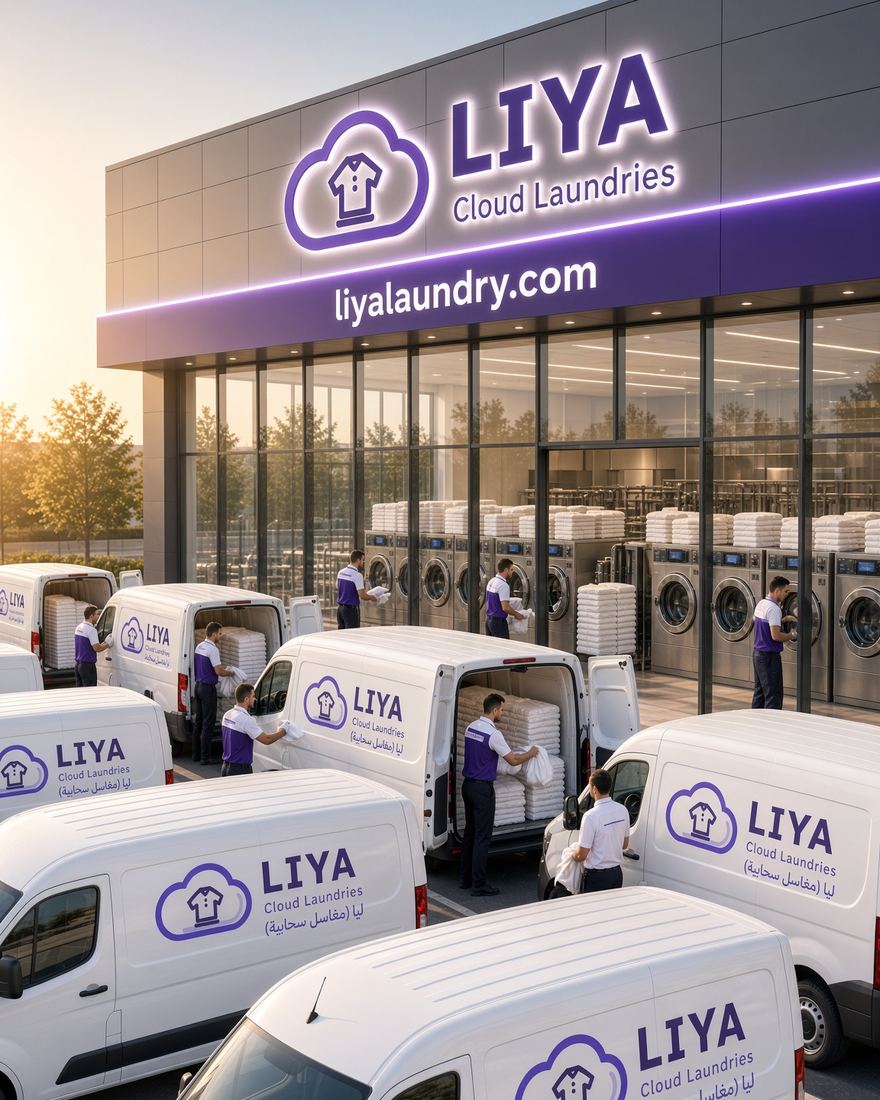 مغسلة ليا وسيارات التوصيل · LIYA laundry and delivery vans